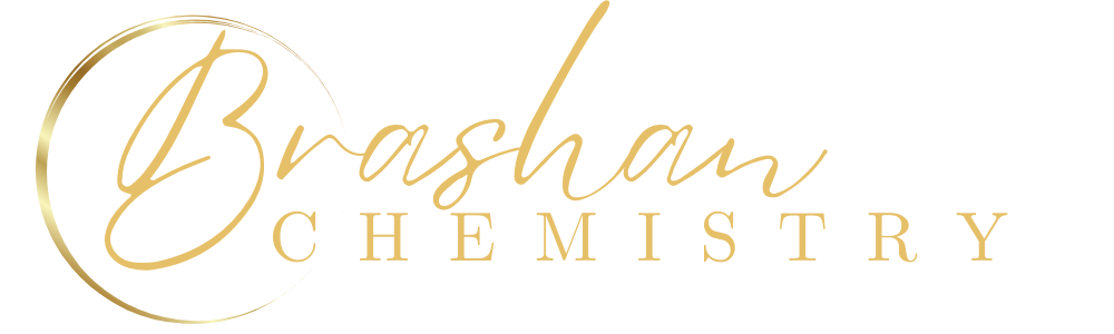 Brashan Chemistry logo in gold script and serif text inside a circular outline