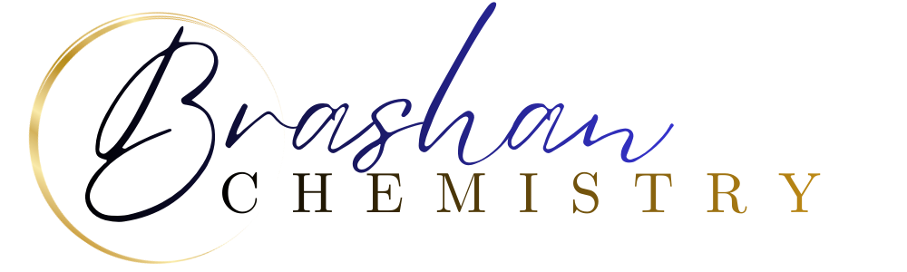 Brashan chemistry (2) Brashan Chemistry logo in gold script and serif text inside a circular outline